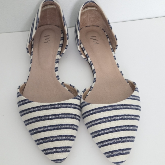 JJILL D’ORSAY POINTED FLATS White Blue Stripes Sz 8.5 Striped - Picture 4 of 12